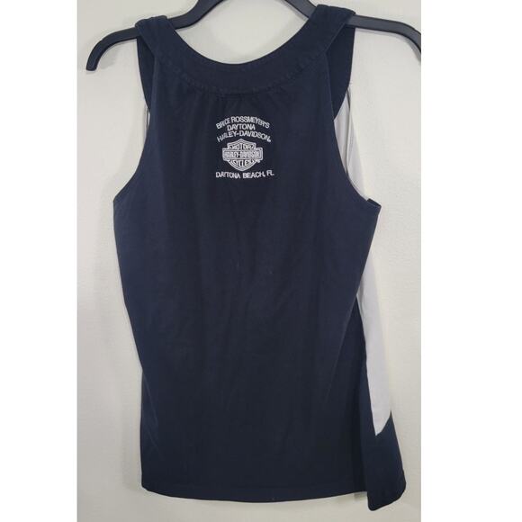 Harley Davidson Tank Top Womens Large Black & White Daytona Beach, FL Biker Punk - Picture 4 of 6